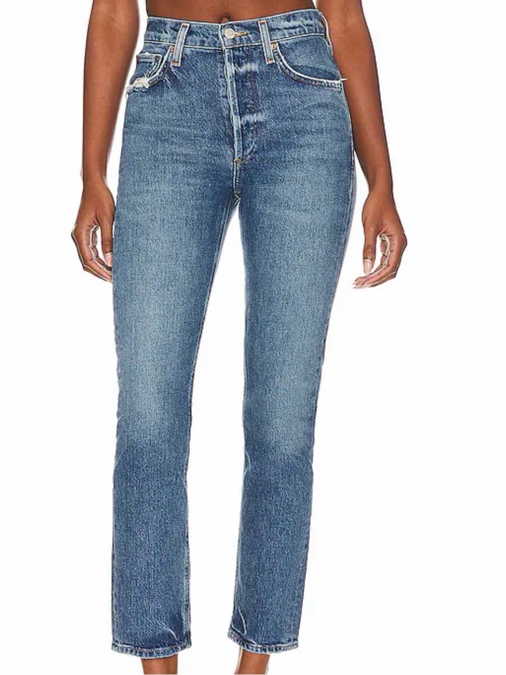 Agolde Women's Riley Straight Leg Jeans in Medium Blue size 30 EUC